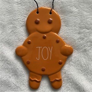 Rae Dunn Ceramic hanging gingerbread with Joy inscribed NWT